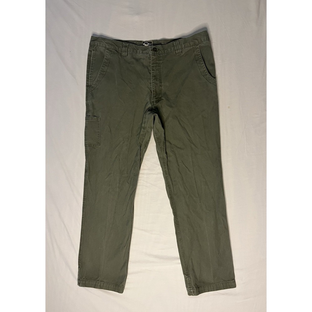Drake Waterfowl Canvas Pants Men's Size 40x30 Green Straight Leg Flat Front